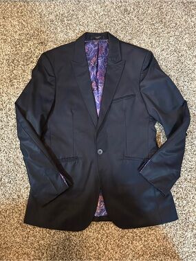 Ted Baker Men's Black Blazer with Purple Paisley Lining